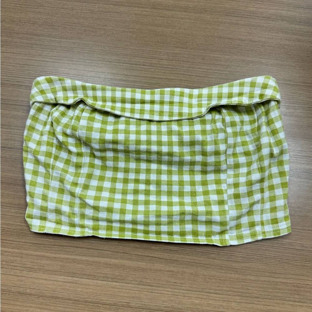 Le Lis Lime Checkered Mini‎ Strapless Top